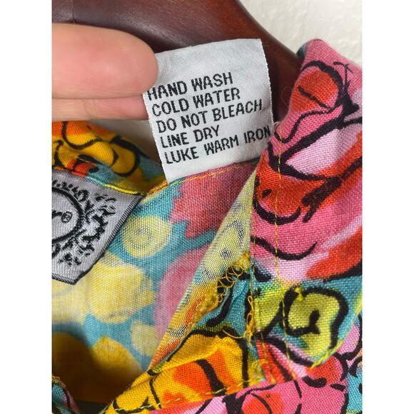 Vtg Bonjour Womens Top Sz S Button Up Floral Maximalist Colorful Wacky Artsy - Picture 7 of 9